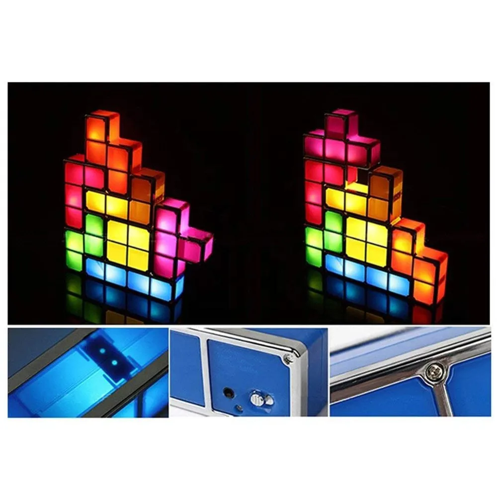 Новинка Тетрис Ночник светильник красочные штабелируемые Tangram Пазлы 7 шт.