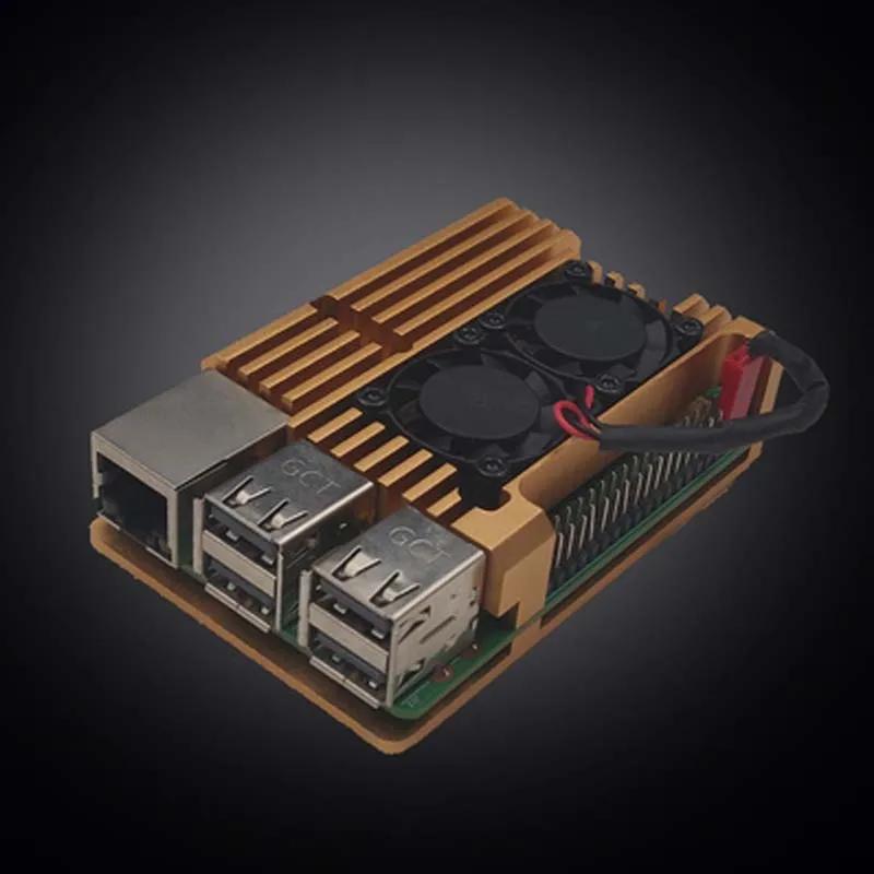 Корпус для Raspberry Pi из обычного алюминиевого сплава охлаждающая оболочка золотого