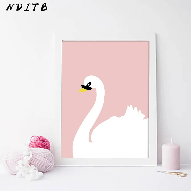 NDITB Детский Настенный холст живопись лебедь мультфильм постеры печать