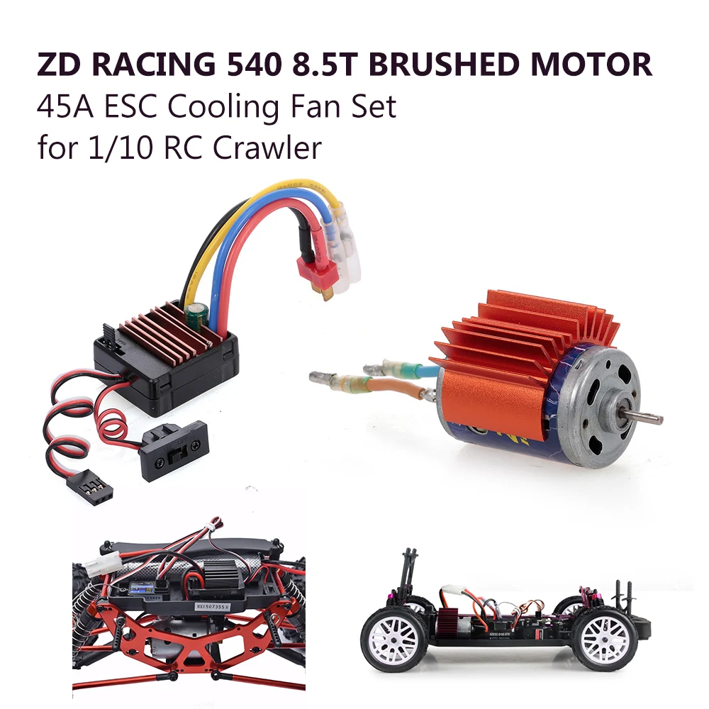 ZD Racing 540 8 5 T коллекторный мотор с 45A ESC Вентилятор охлаждения комплект для 1/10
