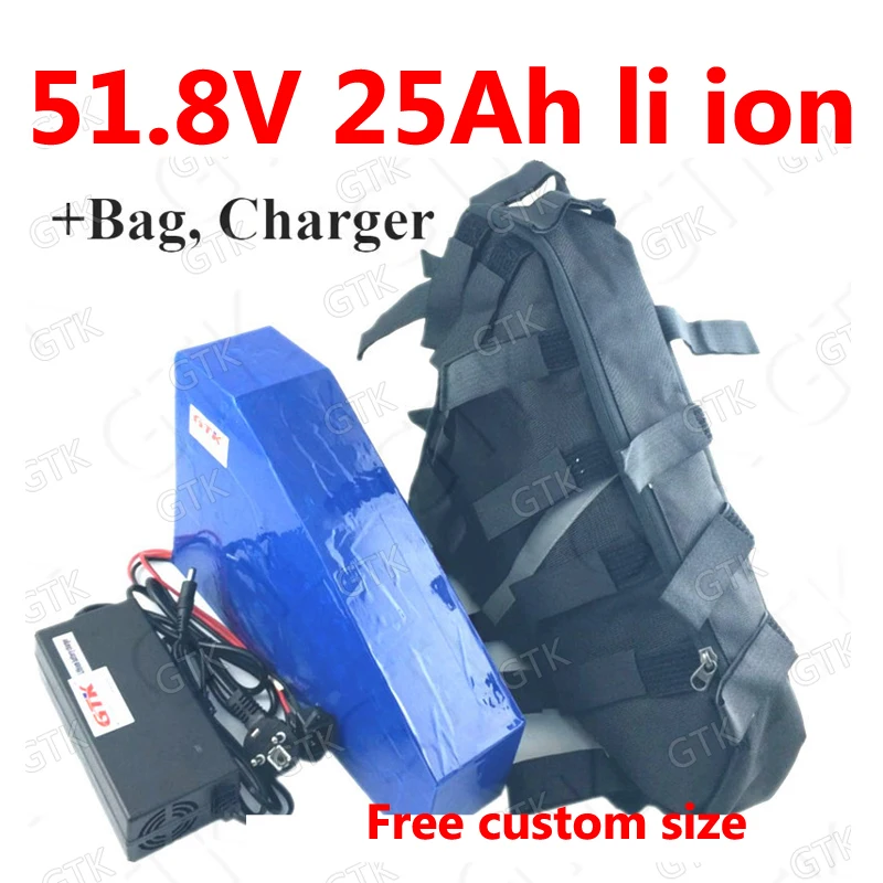 GTK 51 8 V 25AH литиевая треугольная батарея 52V 25ah li ion 18650 BMS 14S для 48v 2000W электрического