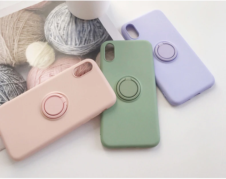 SoCouple жидкостный мягкий силиконовый держатель для телефона чехол для iphone 11 Pro Max X Xs max XR 7 8 6 6s plus сплошной цвет кольцо ручка чехол для телефона