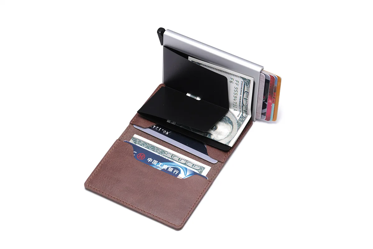Bycobecy модный бизнес-держатель для карт унисекс кожаный мужской RFID алюминиевый тестовый кошелек органайзер для карт чехол для банковских карт