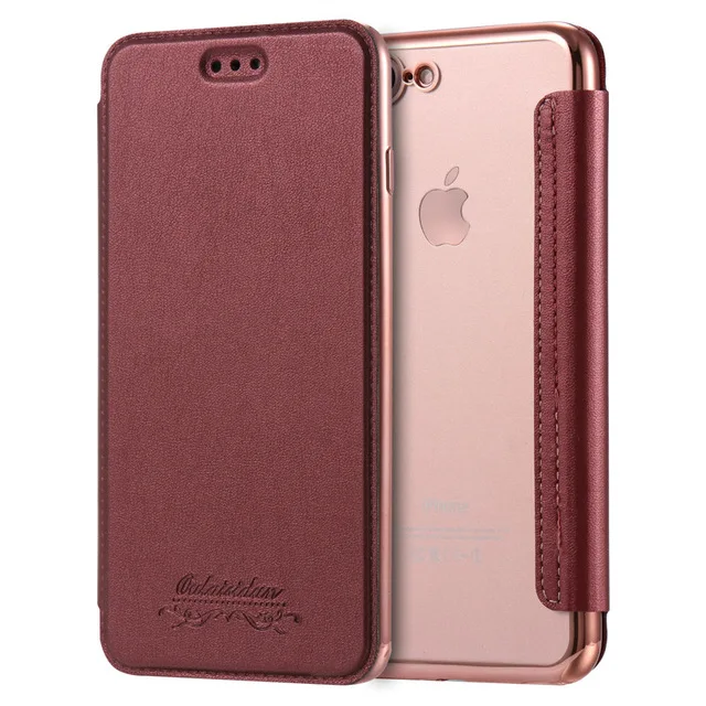 Wine Red Кошелек Флип-книжка чехол для телефона из искусственной кожи для iPhone X XR XS Max 5 5S SE 6 6S 7 8 Plus прозрачный чехол-накладка - Цвет: Wine Red