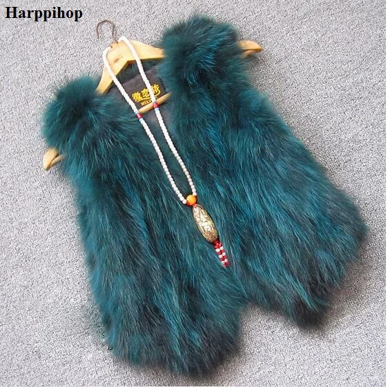 real raccoon fur vest women's fox fur vest short design casual natural fur coat gradient color fur outwear free shipping