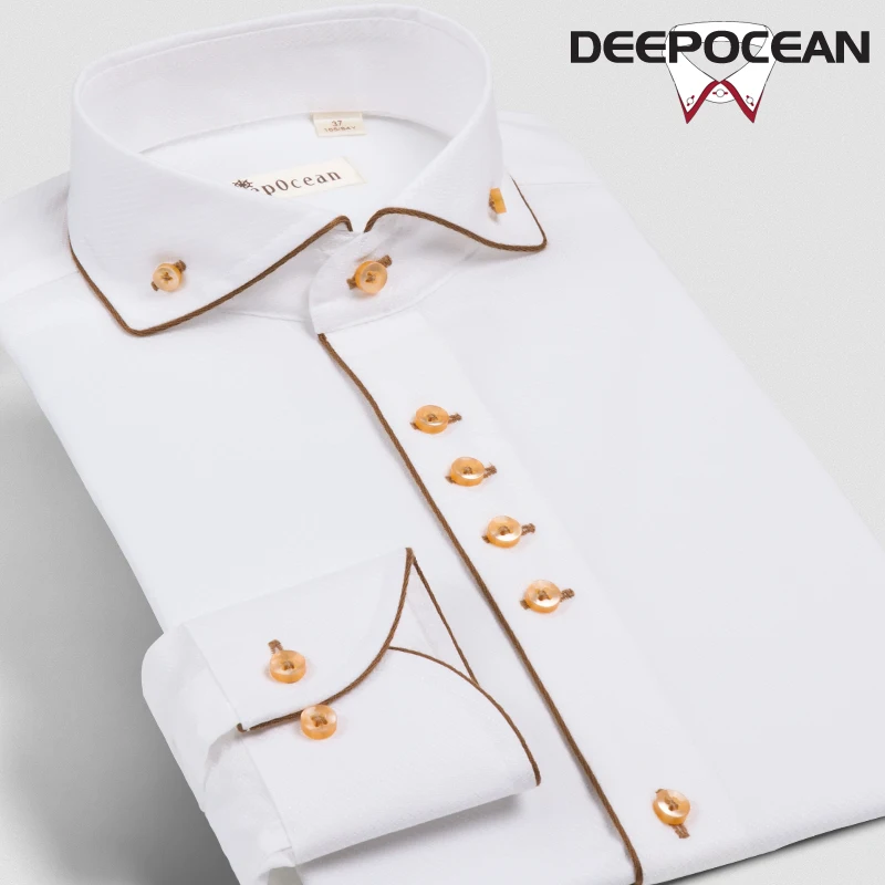 Мужская хлопковая рубашка деловая модная однобортная однотонная мужская
