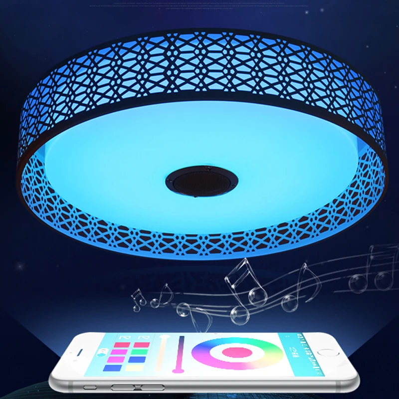 Современный Bluetooth светодио дный динамик светодиодный потолочный светильник пульт дистанционного светодио дный управления RGB светодиодная музыкальная лампа затемнения гостиная освещение лампа Smart APP