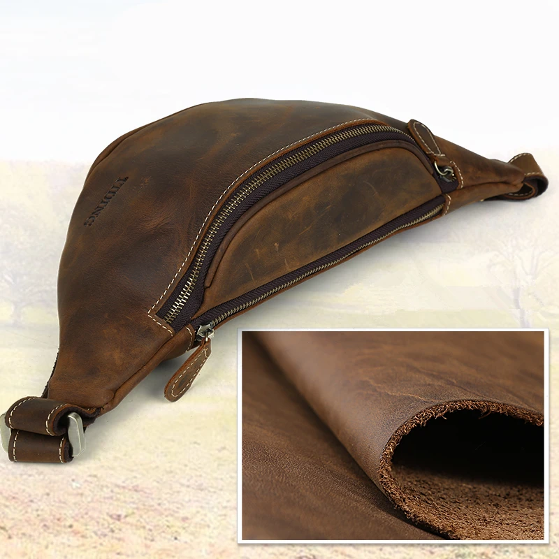Простая поясная сумка для мужчин винтажный кошелек из натуральной воловьей кожи