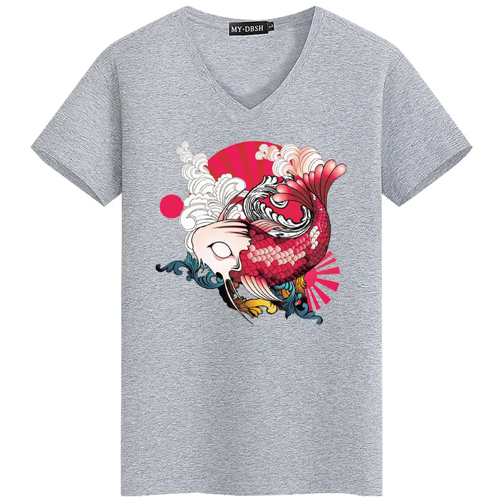 Футболка мужская с коротким рукавом хлопок V образный вырез Повседневная рубашка