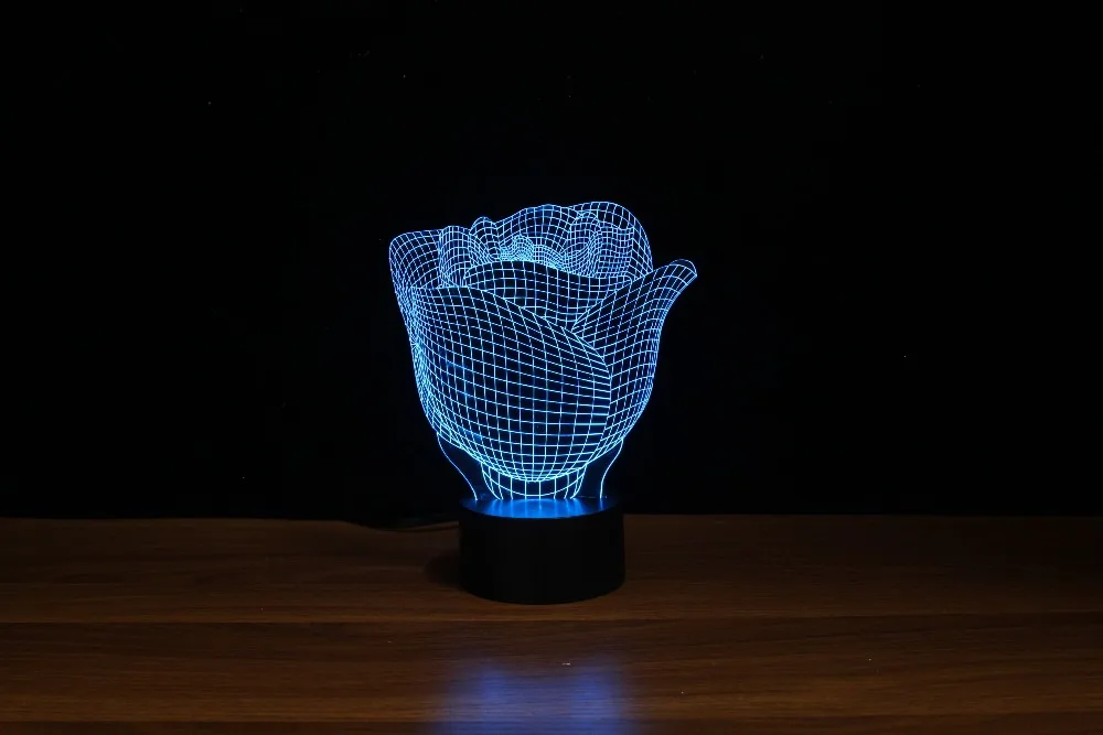 Светодиодная лампа с оптической иллюзией 3d в форме розы/настольная