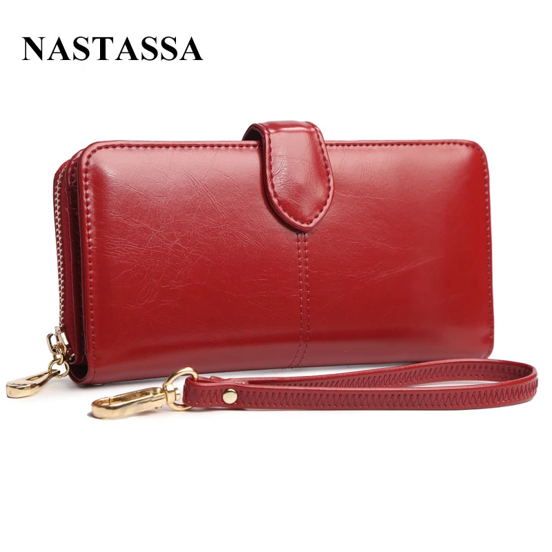 Женский Длинный дизайнерский кошелек из воловьей кожи с воском нарисованной