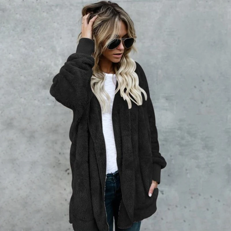 FJUN Fur Cardigans Women Long Sleeve Oversize Autumn Wool Casual Loose Coverup Tops Winter Coat Female Sweaters Plus Size S-3XL |