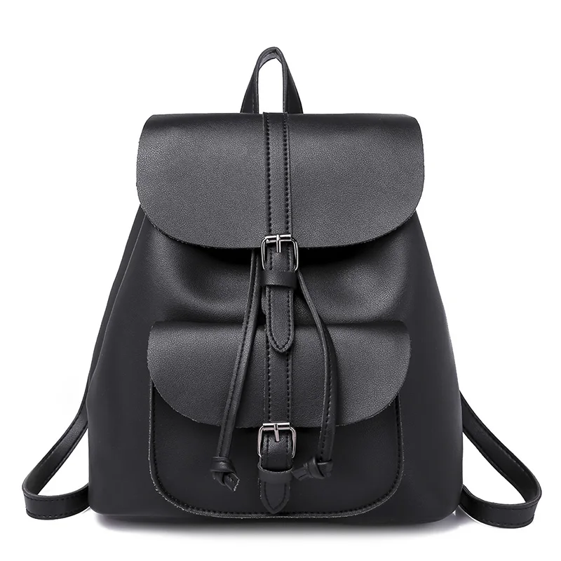 Черный Женский кожаный рюкзак Mochila Feminina, большие школьные рюкзаки для девочек-подростков, Женская дорожная сумка, модный рюкзак, черный, коричневый - Цвет: Черный