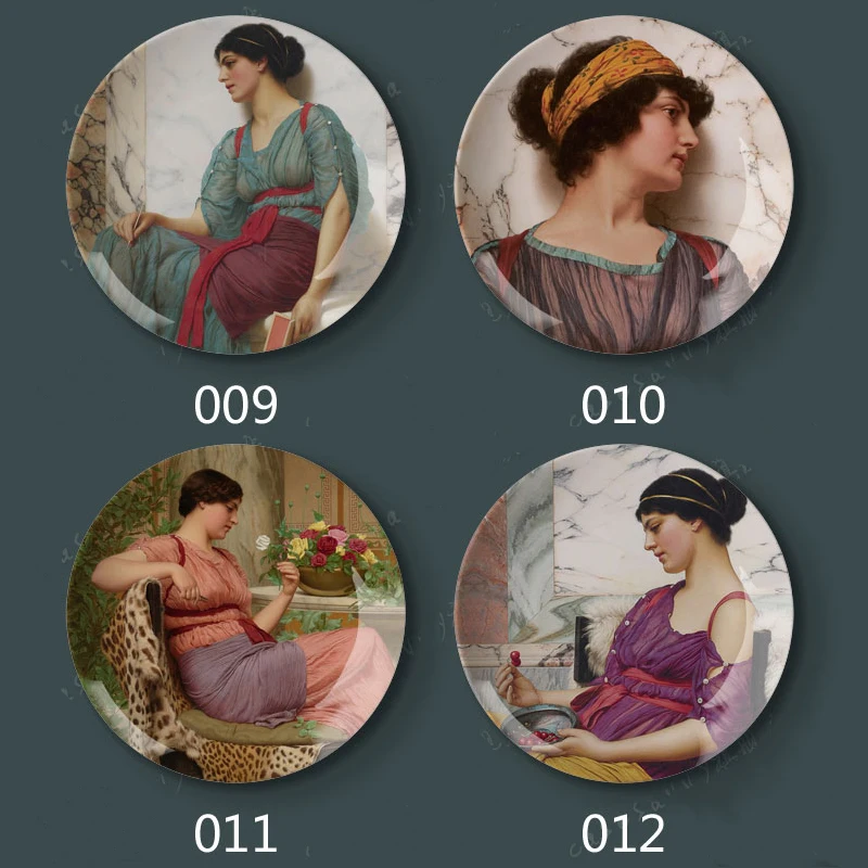 Тарелки 8 &quotJ.W. Godward Художественная печать на керамических тарелках домашняя