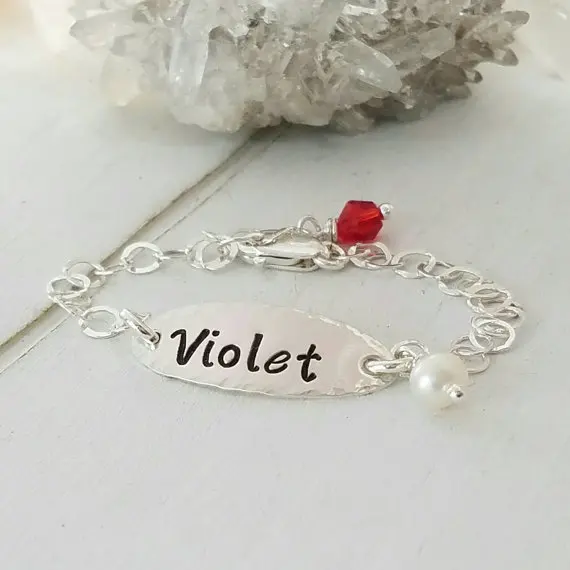 Пользовательские имя ребенка браслет изящные Детские золотые жемчужные