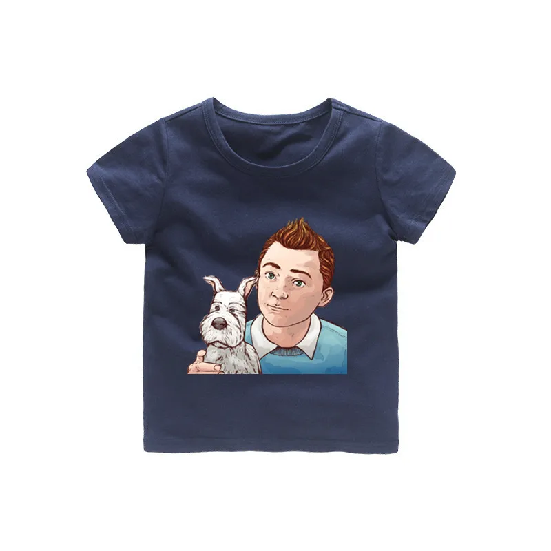 От 2 до 12 лет Детская футболка TinTin летние топы с рисунком для маленьких девочек
