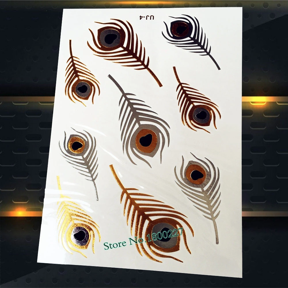 1 шт. большой размер золотистый слон блестящие металлические татуировки наклейки