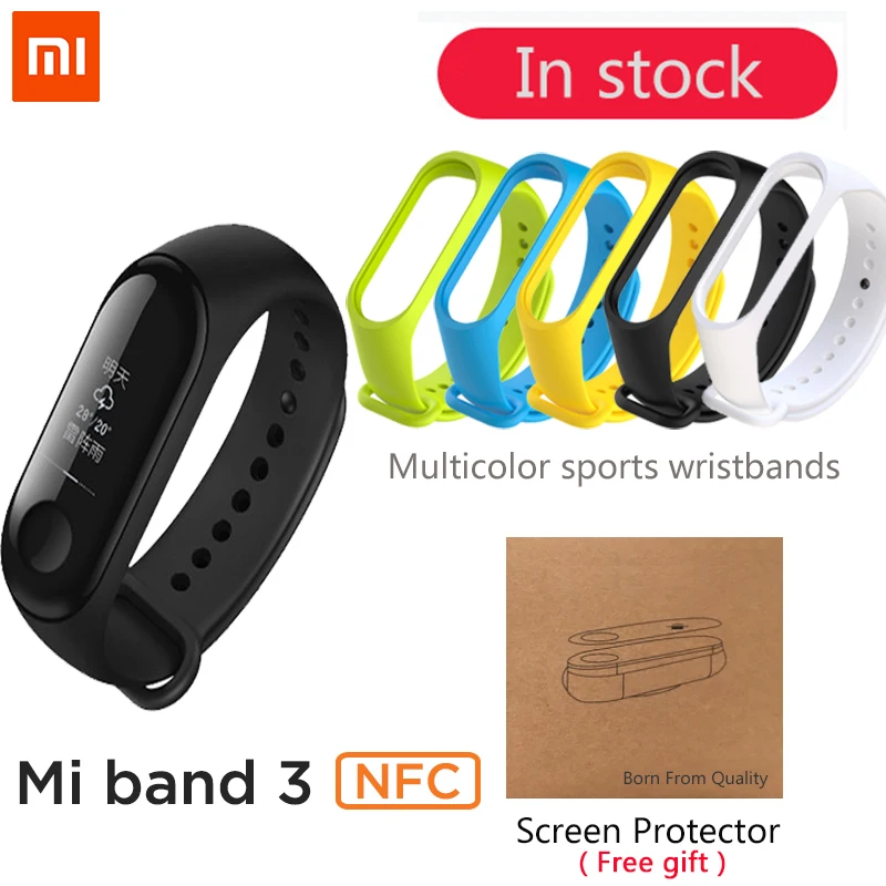 Xiaomi Mi band 3 NFC версия 0,7" OLED большой сенсорный экран новые умные браслеты браслет