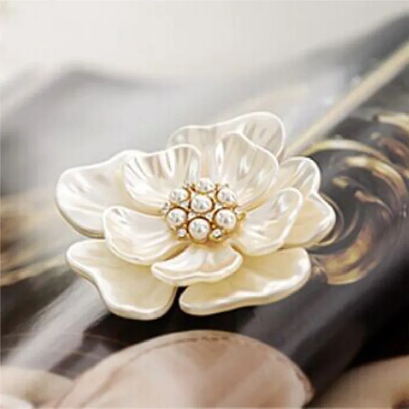 PINKSEE Новый Белый Кристалл Имитация брошки Жемчужный Цветок для женщин Свадебная