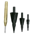 DSHA 4 шт.компл. HSS 4241 нитрирующая спираль ступенчатое сверло + 5-дюймовая Автоматическая Центральная булавка перфоратор