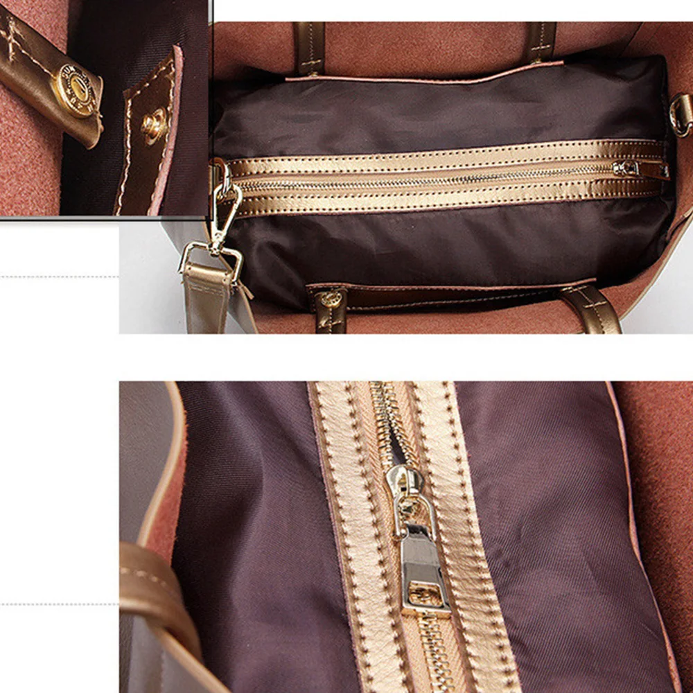 Роскошная золотистая женская сумка на плечо Zency элегантный вместительный