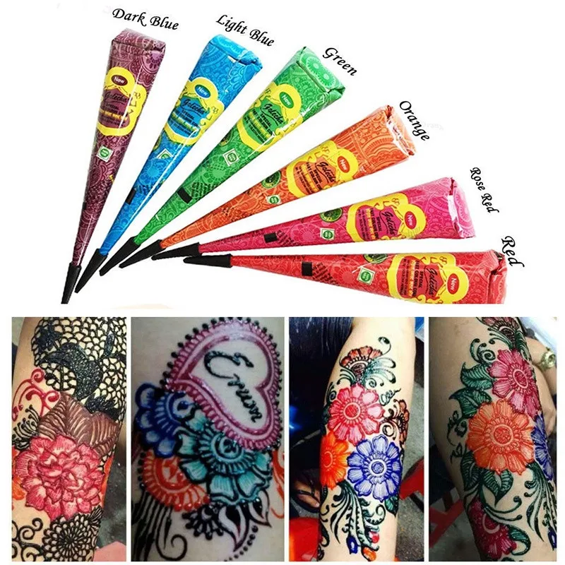 Новинка, хна, конусы, хна, тату, паста для тату, боди-арт, наклейка, менди, краска для тела, сделай сам, временный рисунок для тату, трафарет
