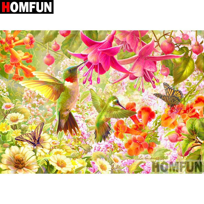Алмазная 5D Вышивка HOMFUN картина Колибри с полными квадратными/круглыми стразами