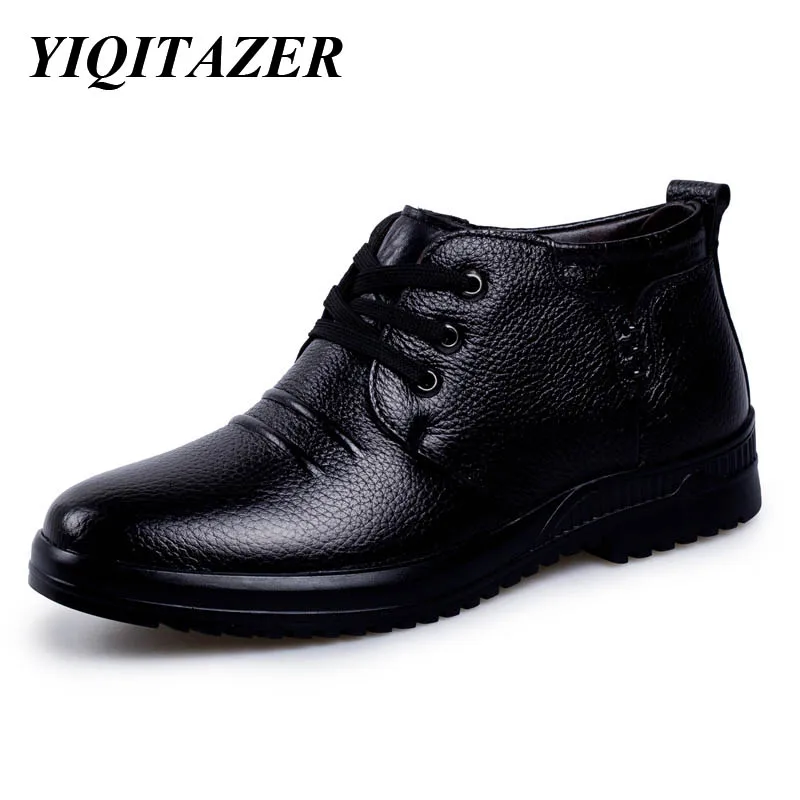 

YIQITAZER 2017 Fashion Mens Ankle Boots Man Shoes Leather,Winter Lace up Warm Snow Wool Boots Men Shoe Gift for Dad&Boyfriend