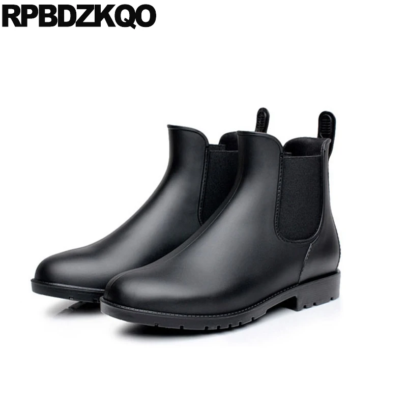 Pvc Chelsea Rain Casual Women Ankle Boots 2021 Round Toe Shoes Flat Platform Winter Waterproof Fur Black Big Size Booties 10 | Обувь