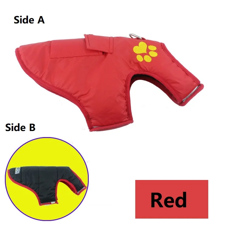 Red Одежда для собак, куртка, пальто, Двусторонняя одежда, зимняя теплая хлопковая одежда для йоркширов, маленьких и больших собак, одежда для щенков - Color: Red