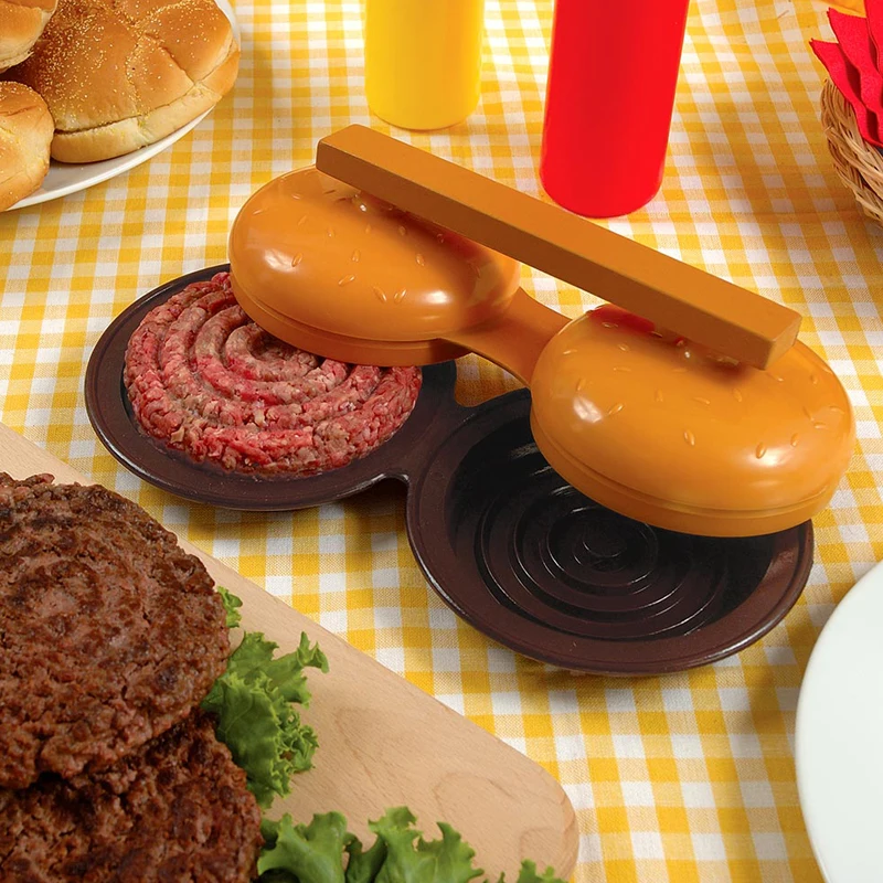 

Large Double Hamburger Press Burger Maker Two Burger Press Hamburger Patties Maker BBQ Barbecue Grill Tool Dia4.5'' Kitchen