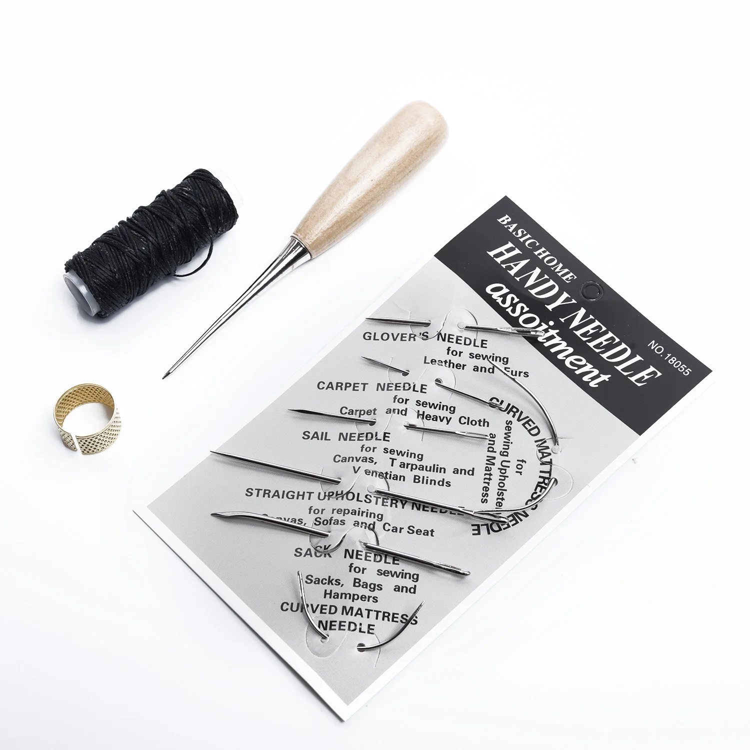 Шило для шитья с крючком H инструмент кожевенного ремесла древесная ручка