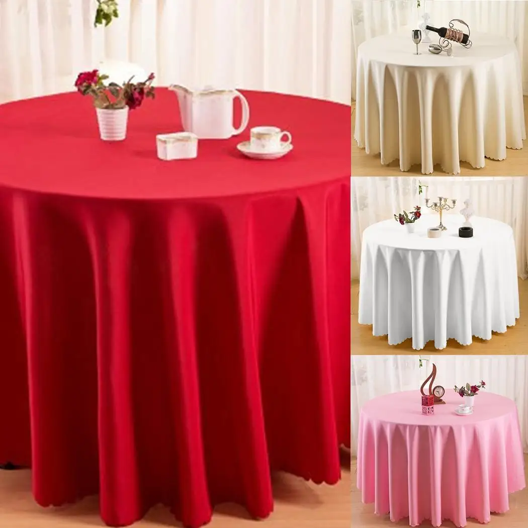 Скатерть для свадебного банкета моющаяся однотонная круглая прямоугольная