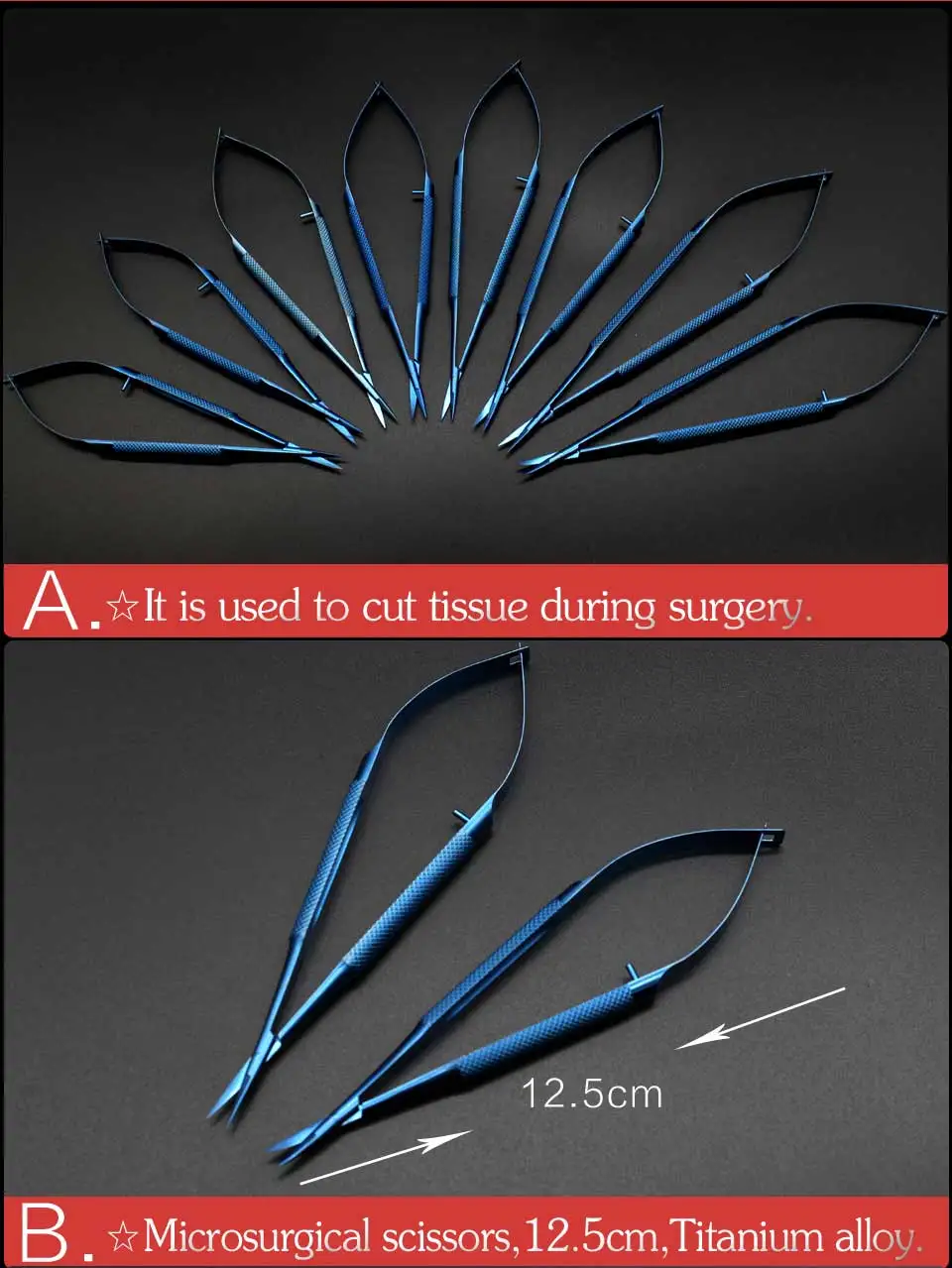 Microsurgical ножницы titanium сплав ножницы для роговицы двойного века хирургический инструмент хирургические ножницы 12,5/14/15/16/18 см