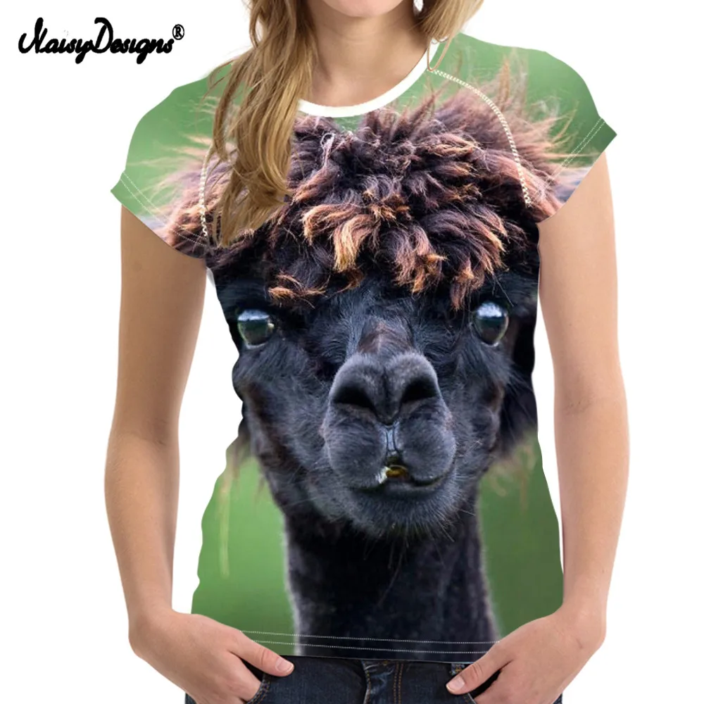 

NoisyDesigns Fashion Brand Woman Summer T Shirts Cute 3D Animal Alpaca Printing Girl O Neck T Shirts Harajuku Short Sleeve Tees