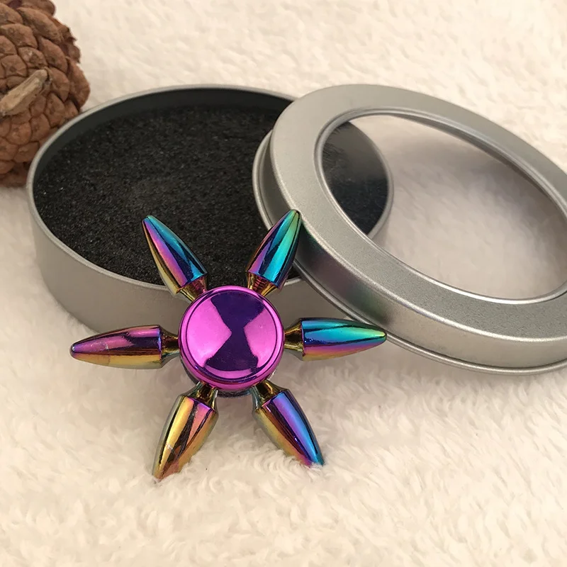 

New Metal Colorful Fidget Spinner Creative Gradient Rudder Six-Star Hand Spinner Stress Relief EDC Figet Spiner Kids Adult Toys