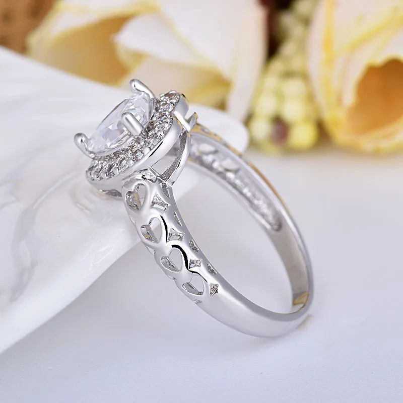 Обручальное кольцо из стерлингового серебра 925 пробы Buyee светло-белый циркон в