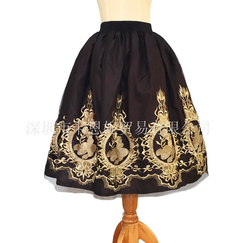 

Top Sale Black Vintage Prom Skirt Black Embroidery Skirts