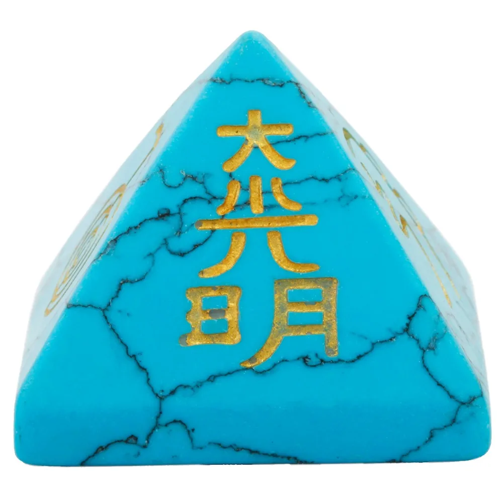 TUMBEELLUWA Blue Howlite бирюзовая пирамида гравированная Usui символ рейки кристаллическая