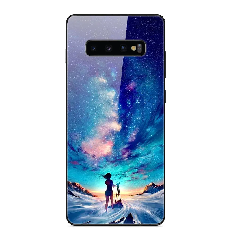 19 Чехол для samsung Galaxy S10 S10Plus, чехол из закаленного стекла для телефона, черный Чехол-бампер из ТПУ для samsung S10 Plus S10E S10+ s 10 - Цвет: 19