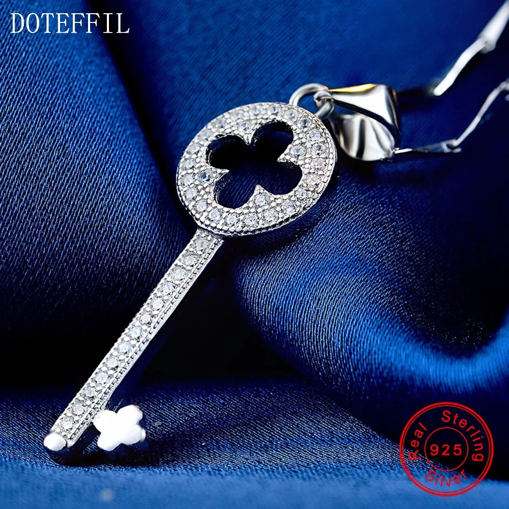 Женское ожерелье из серебра 925 пробы с фианитами|key necklace|jewelry necklacenecklace high quality |