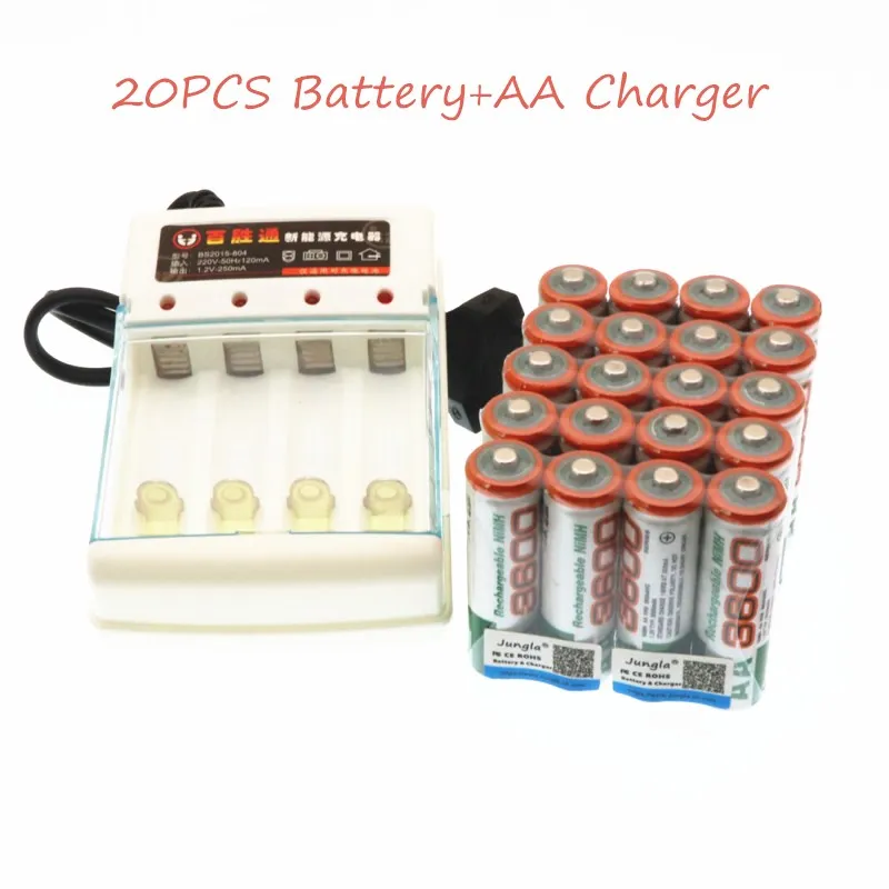 AA 3600mAh 1,2 V Quanlity аккумуляторная батарея AA 3600mAh Ni-MH 1,2 V аккумуляторная батарея 2A 3000mAh+ зарядное устройство