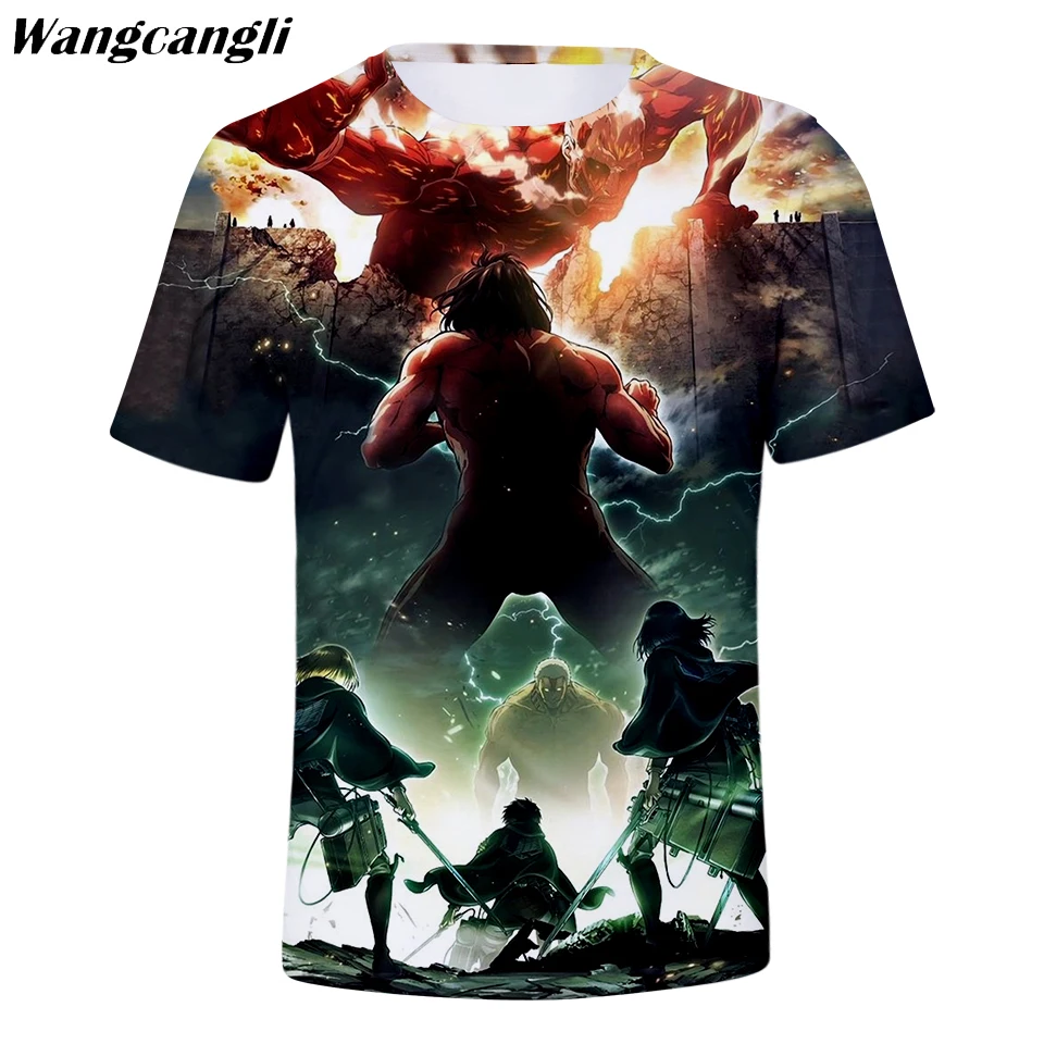 Wangcangli 3D атака на Титанов футболка повседневные топы с короткими рукавами для