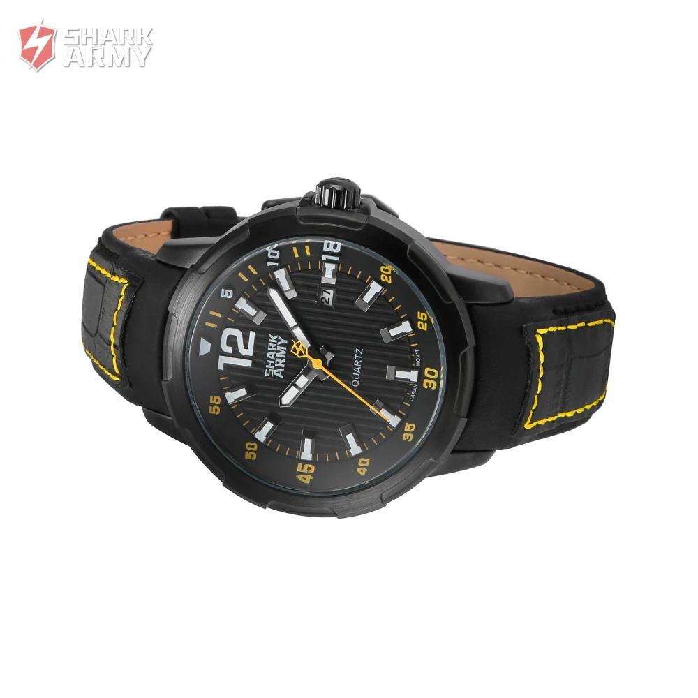 Shark Army Luxury Brand Auto Date Leather Watch Band Military Water Resistance Sport Outdoor Men Quartz Gift Box / SAW156 | Наручные часы