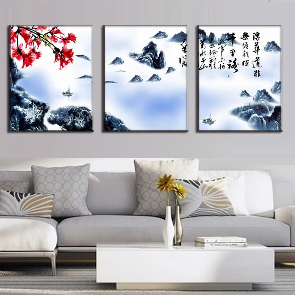 3 шт./компл. настенная традиционная китайская каллиграфическая живопись на