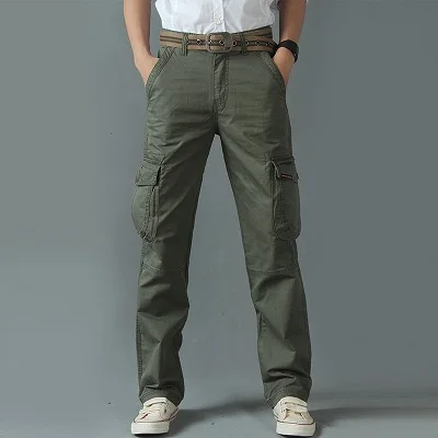 Green Cargo Pants Новые мужские хлопковые повседневные военные армейские карго камуфляжные боевые рабочие штаны с карманами - Цвет: Green Cargo Pants
