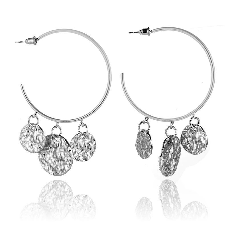 docona Punk Gold Silver Color Round Wafer Drop Dangle Earrings for Women Abstract Circle Pendant Earring Pendientes 3537 | Украшения и