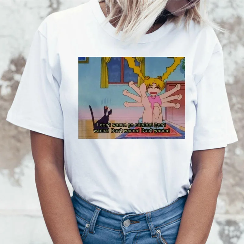 Sailor Moon футболка 90s аниме женщины гранж эстетический femme корейский стиль ulzzang