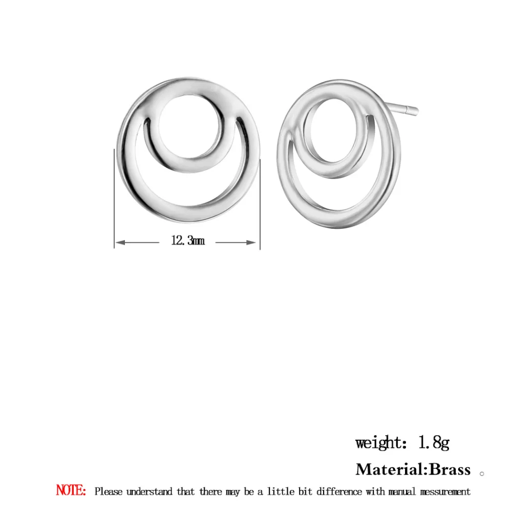 QIAMNI Double Round Geometric Circle Piercing Stud Earring Christmas Party Birthday Gift Jewelry Girl Women Men Charm Pendientes | Украшения