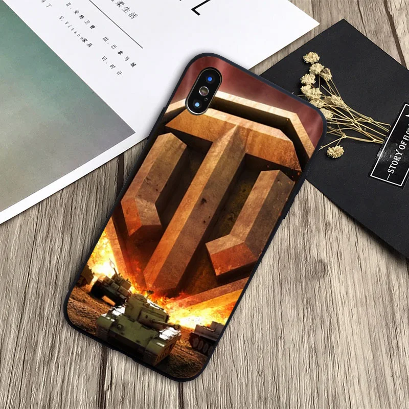 Мягкий силиконовый черный чехол для телефона world of танки iPhone 6 6plus 7 8plus 5 5S 5C SE X XS XR Max